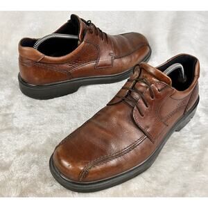 ECCO Shoes Mens 9.5 Brown Shock Point Oxford Dress Leather Sneakers Casual